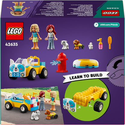 LEGO Friends Dog-Grooming Car Toy, Vehicle Playset, Animal and Nature Pretend Play Toy for 4 Plus Year Old Girls, Boys & Kids, 2 Mini-Doll Characters and 2 Dog Figures, Birthday Gift Idea 42635