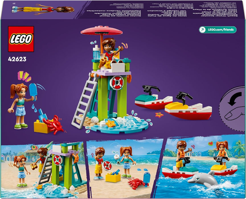 LEGO Friends Beach Water Scooter, Lifeguard Toy Building Set for 5 Plus Year Old Girls, Boys & Kids, with 2 Mini-Dolls and a Dolphin Figure for Imaginative Play, Birthday Gift Idea 42623