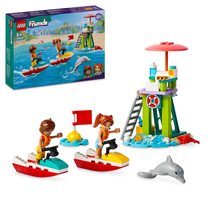 LEGO Friends Beach Water Scooter, Lifeguard Toy Building Set for 5 Plus Year Old Girls, Boys & Kids, with 2 Mini-Dolls and a Dolphin Figure for Imaginative Play, Birthday Gift Idea 42623