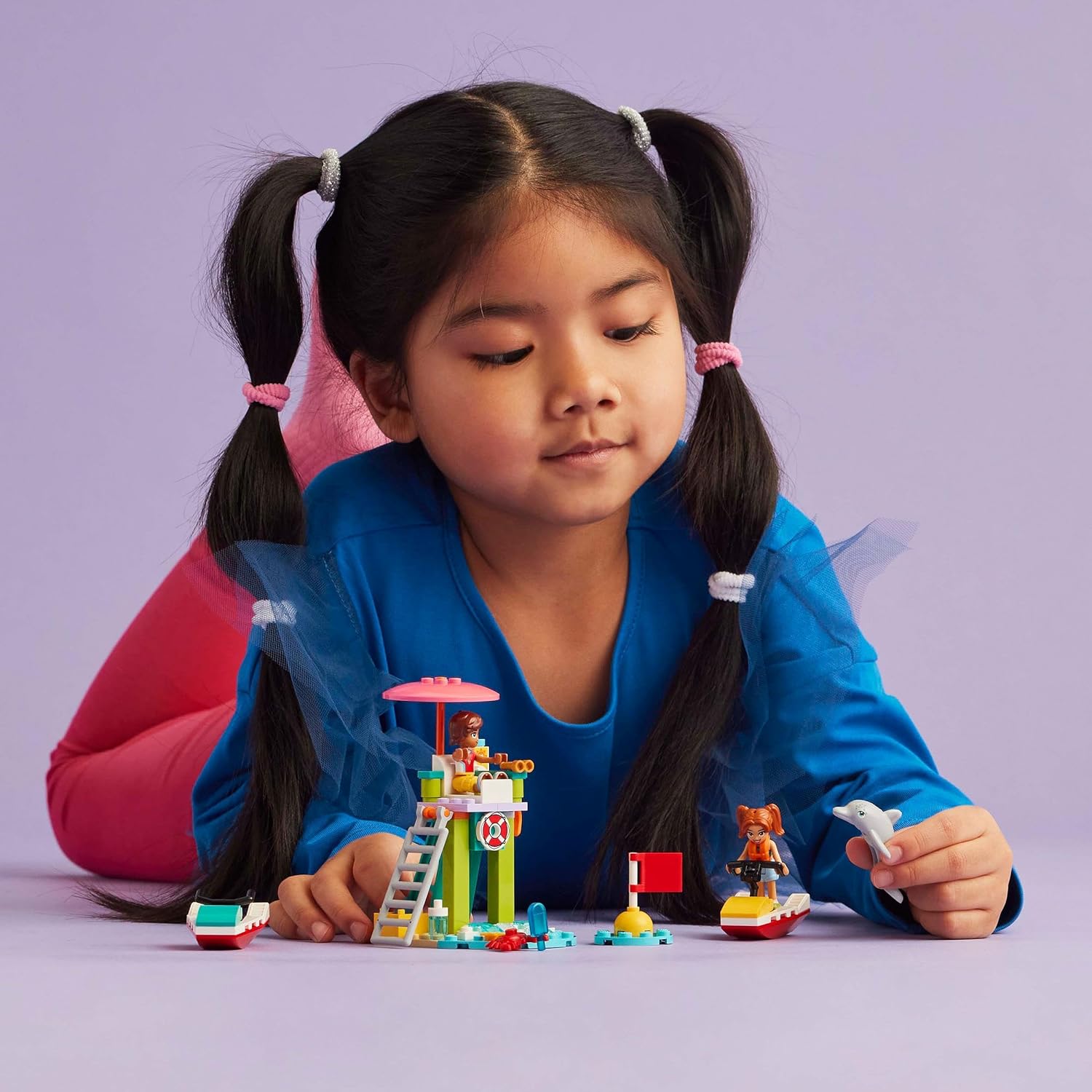 LEGO Friends Beach Water Scooter, Lifeguard Toy Building Set for 5 Plus Year Old Girls, Boys & Kids, with 2 Mini-Dolls and a Dolphin Figure for Imaginative Play, Birthday Gift Idea 42623