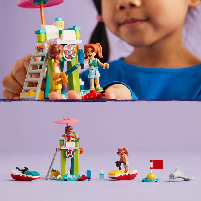 LEGO Friends Beach Water Scooter, Lifeguard Toy Building Set for 5 Plus Year Old Girls, Boys & Kids, with 2 Mini-Dolls and a Dolphin Figure for Imaginative Play, Birthday Gift Idea 42623