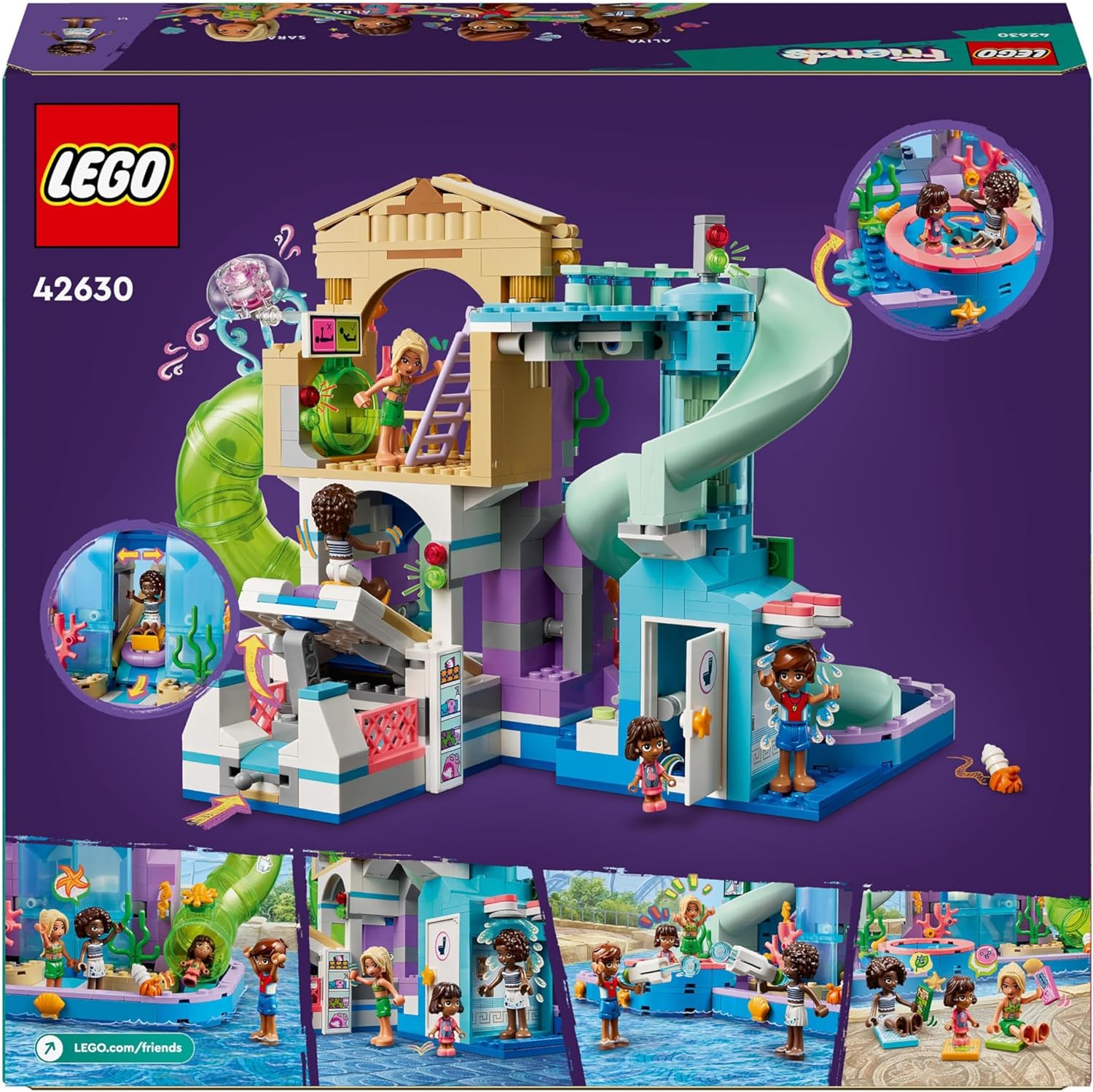 LEGO Friends Heartlake City Water Park Playset, Building Toy for 8 Plus Year Old Girls, Boys & Kids, Educational Set for Pretend Play, with 3 Mini-Dolls and a Micro-Doll, Imaginative Gift Idea 42630
