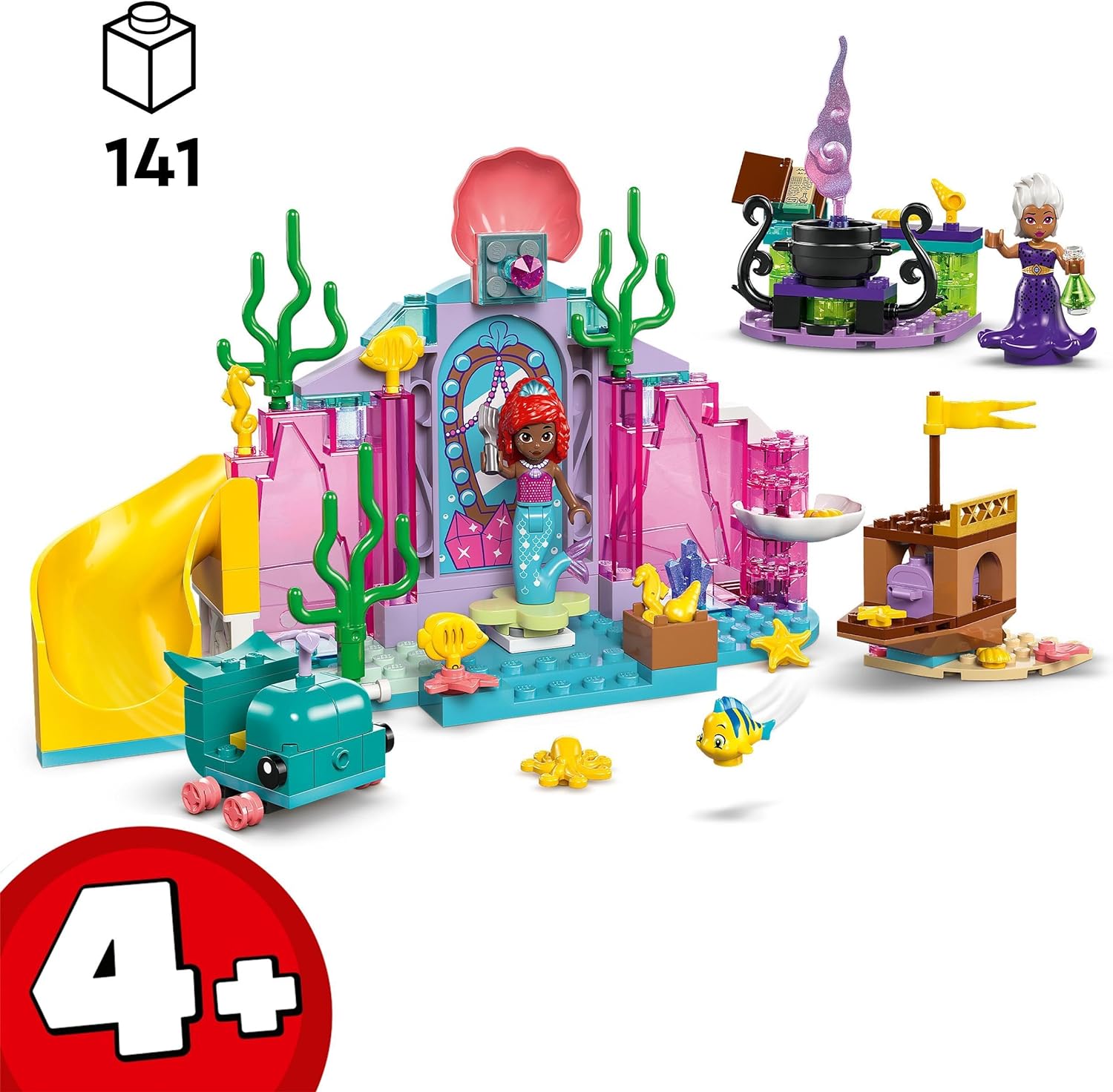 LEGO ǀ Disney Princess Ariel’s Crystal Cavern Buildable Toy Playset for Kids, Little Mermaid Mini-Doll, Fish Figure and Treasure Chest, Gift Made for 4 Plus Year Old Girls & Boys 43254