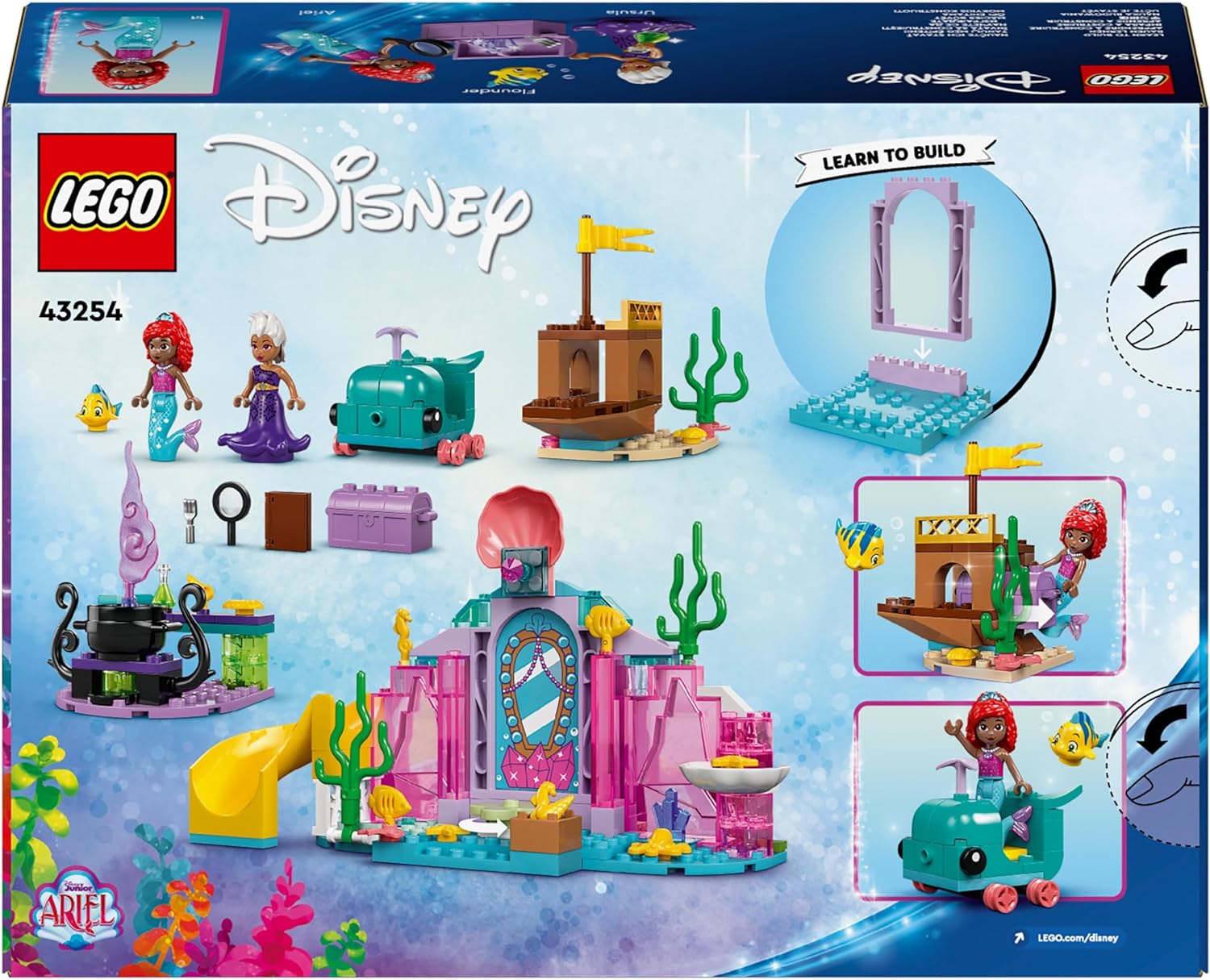 LEGO ǀ Disney Princess Ariel’s Crystal Cavern Buildable Toy Playset for Kids, Little Mermaid Mini-Doll, Fish Figure and Treasure Chest, Gift Made for 4 Plus Year Old Girls & Boys 43254