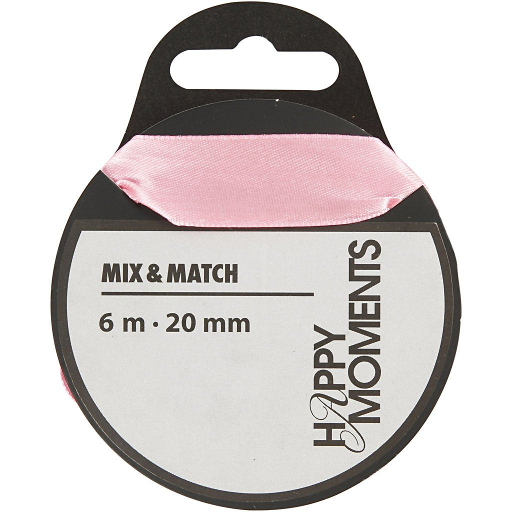 Satin Ribbon, W: 20 mm, rose, 6m