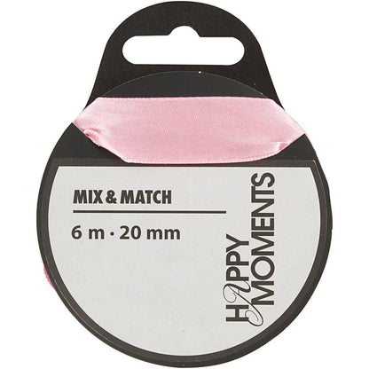 Satin Ribbon, W: 20 mm, rose, 6m