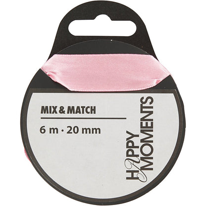 Satin Ribbon, W: 20 mm, rose, 6m