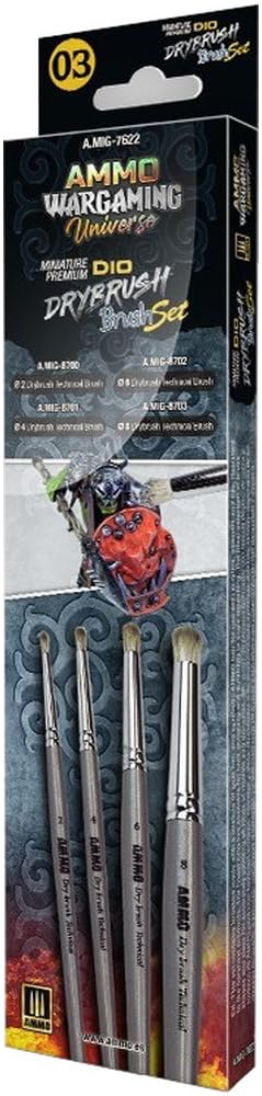 AMMO WARGAMING UNIVERSE - Miniature Premium DIO DRYBRUSH Brush Set