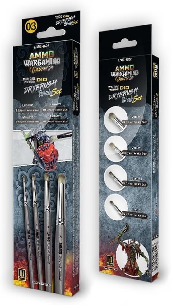 AMMO WARGAMING UNIVERSE - Miniature Premium DIO DRYBRUSH Brush Set
