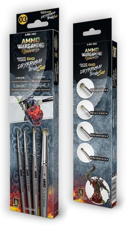 AMMO WARGAMING UNIVERSE - Miniature Premium DIO DRYBRUSH Brush Set