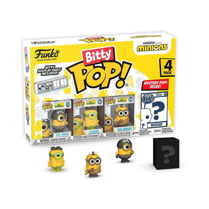 Funko Bitty Pop!: Minions Mini Collectible Toys 4-Pack - Eye, Matie, Cro-Minion, Au Naturel, & Mystery Chase Figure (Styles May Vary