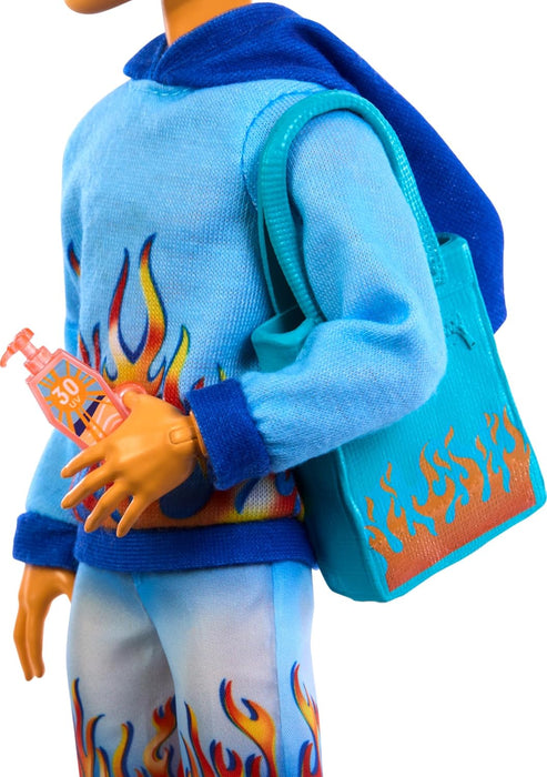 Monster High Scare-adise Island Heath Burns Doll with Flame Hoodie, Swim Trunks and Beach Accessories Like Sunglasses