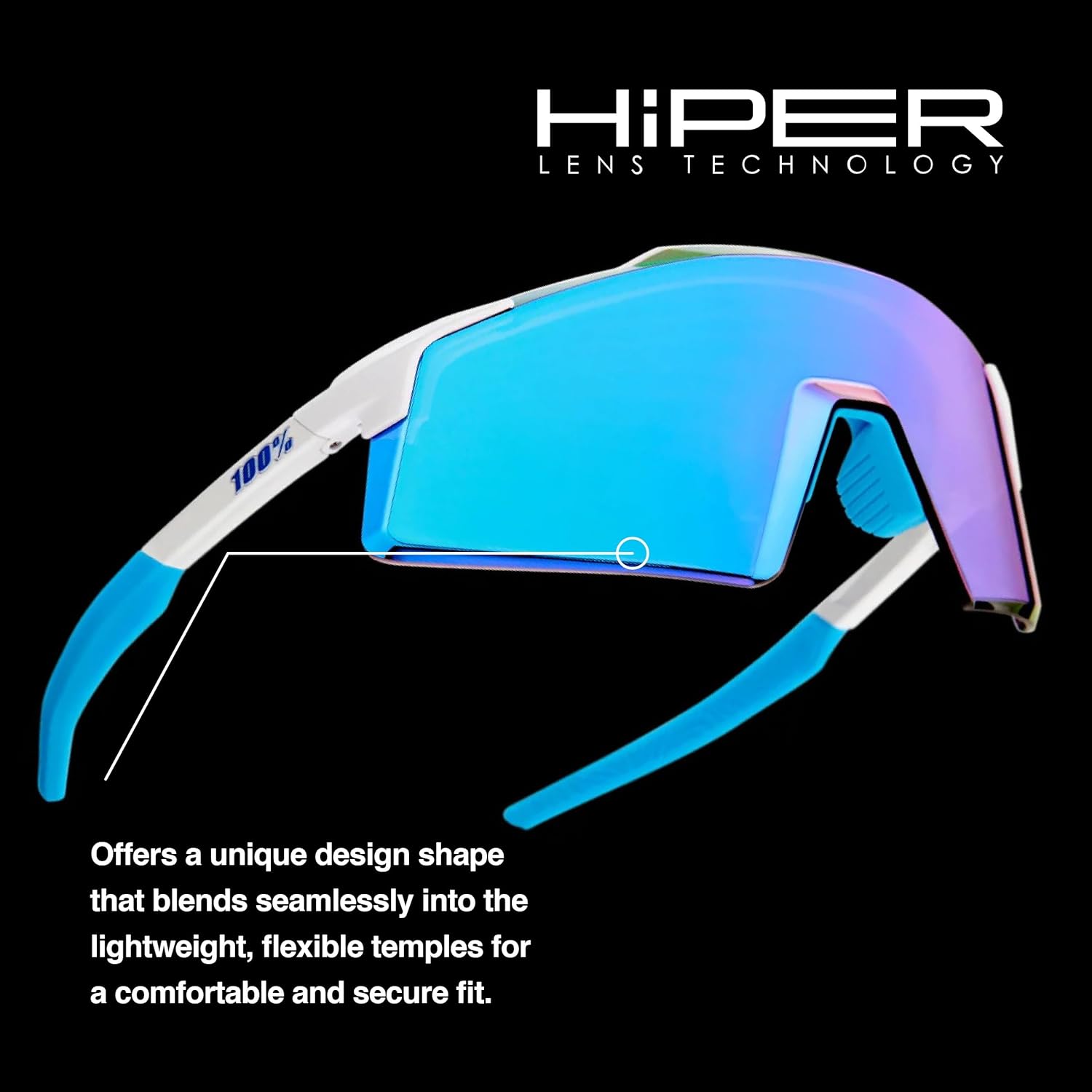 100% AEROCRAFT Sunglasses - Sports Sunglasses with Scratch-Resistant Lens - Lightweight Durable Sunglasses for Outdoor Sports