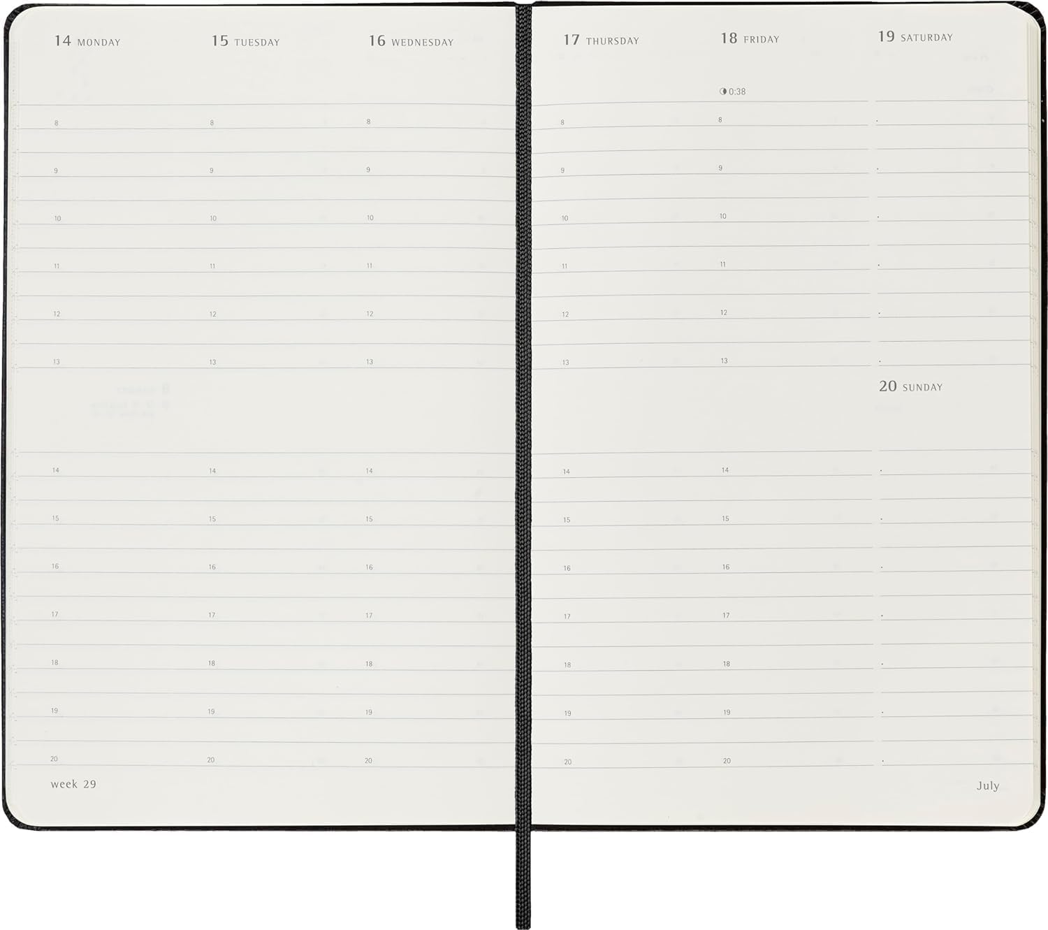 Moleskine Weekly Planner, Vertical 12-Month 2025 Agenda, HardCover and Elastic Closure, Black Color, Large Format 13 x21 cm