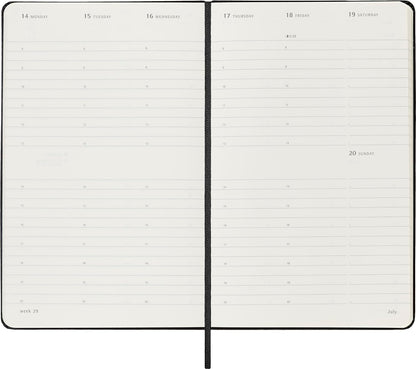 Moleskine Weekly Planner, Vertical 12-Month 2025 Agenda, HardCover and Elastic Closure, Black Color, Large Format 13 x21 cm