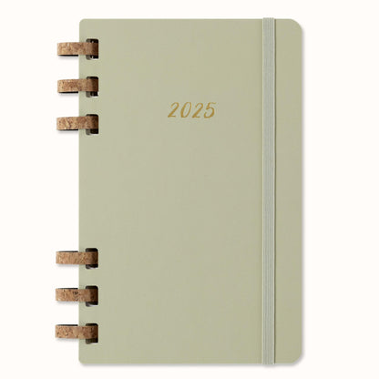 Moleskine Weekly & Monthly Planner, Spiral 12-Month 2025, Hard Cover and Elastic Closure, Crush Kiwi Color, Large Format 15x21 cm