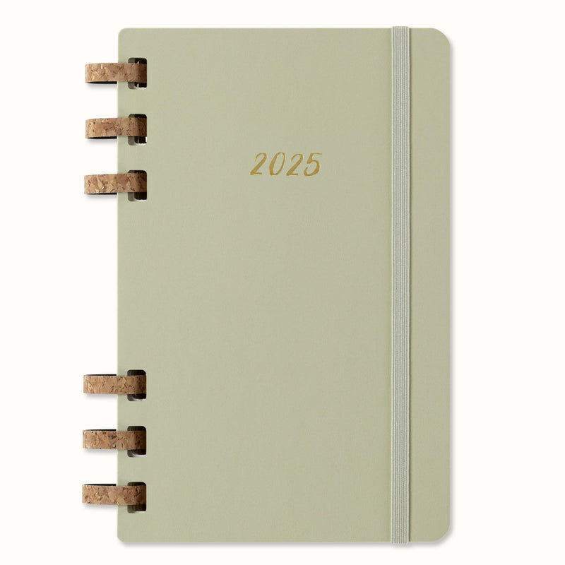 Moleskine Weekly & Monthly Planner, Spiral 12-Month 2025, Hard Cover and Elastic Closure, Crush Kiwi Color, Large Format 15x21 cm