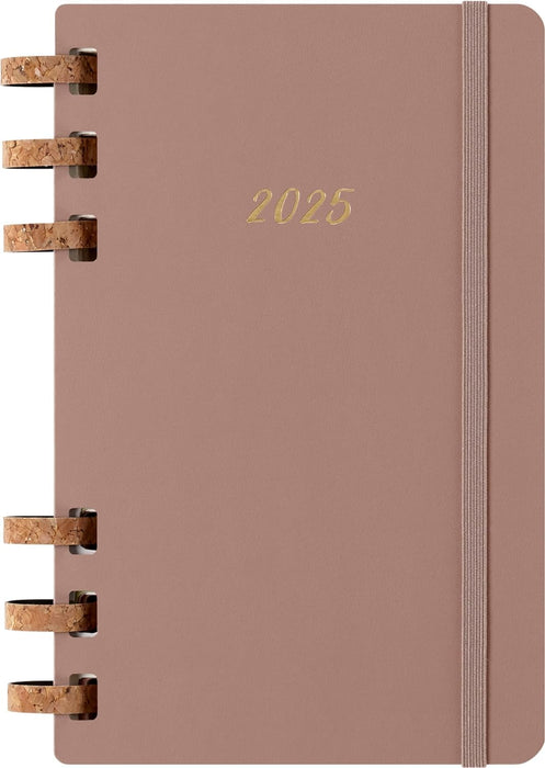 Moleskine Weekly & Monthly Planner, Spiral 12-Month 2025, HardCover and ElasticClosure, Crush Almond Color, Large Format 15x21 cm