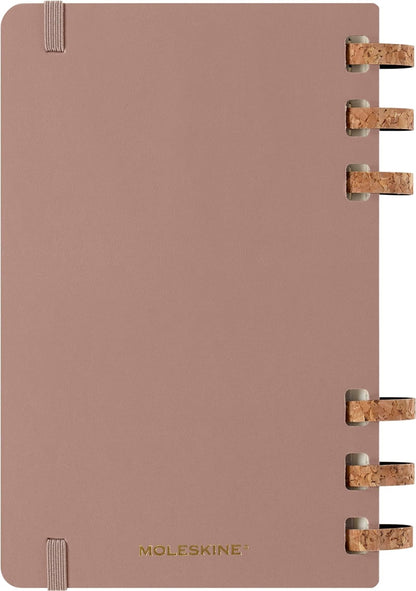 Moleskine Weekly & Monthly Planner, Spiral 12-Month 2025, HardCover and ElasticClosure, Crush Almond Color, Large Format 15x21 cm