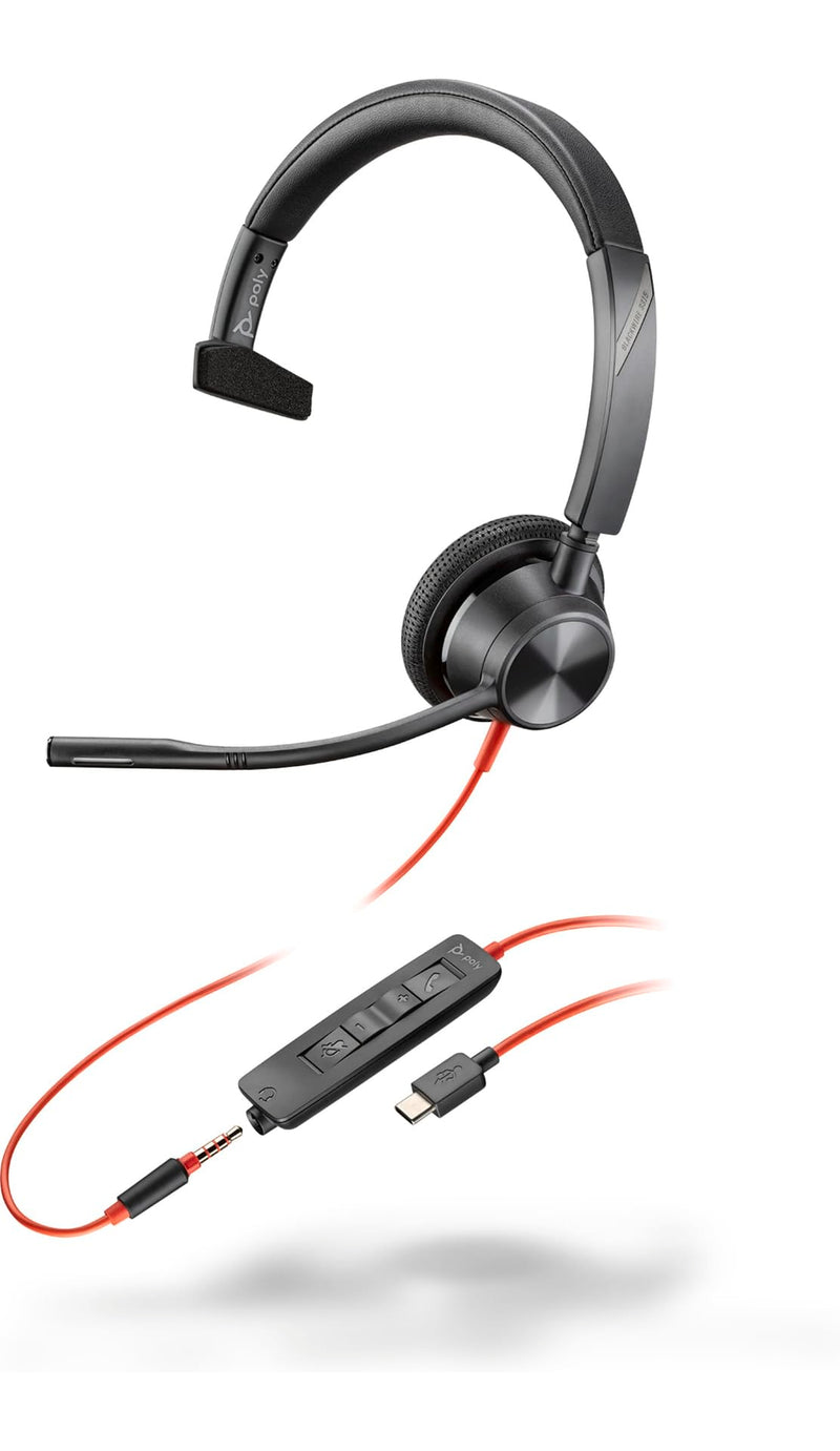 Headphone With Microphone Poly Blackwire 3315 Black