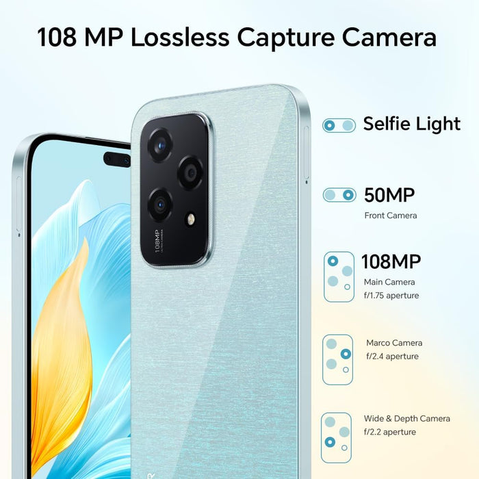 HONOR 200 Lite, Unlocked Mobile Phones, 5G Smartphone, 8GB+256GB, 6,7” Anti-Drop AMOLED Display, 108MP Triple Rear Camera, 50MP Front Camera, Dual SIM, 2 Year Manufacturer Warranty, Android 14