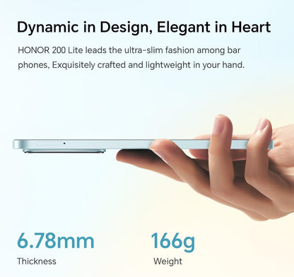HONOR 200 Lite, Unlocked Mobile Phones, 5G Smartphone, 8GB+256GB, 6,7” Anti-Drop AMOLED Display, 108MP Triple Rear Camera, 50MP Front Camera, Dual SIM, 2 Year Manufacturer Warranty, Android 14