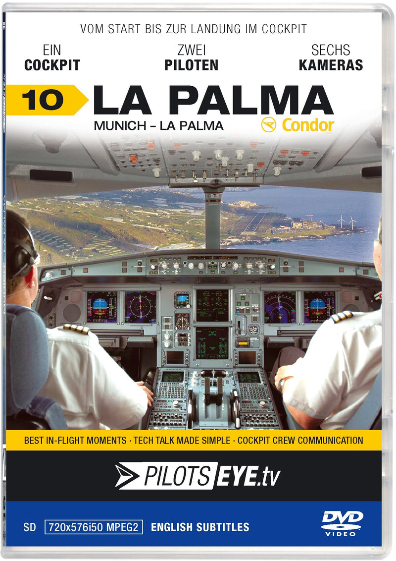 PilotsEYE.tv | Munich - LA PALMA |:| DVD |:| Cockpit flight Condor | Airbus A320 | Bonus: Islandtour with FO, Audio commentary, Route in depht