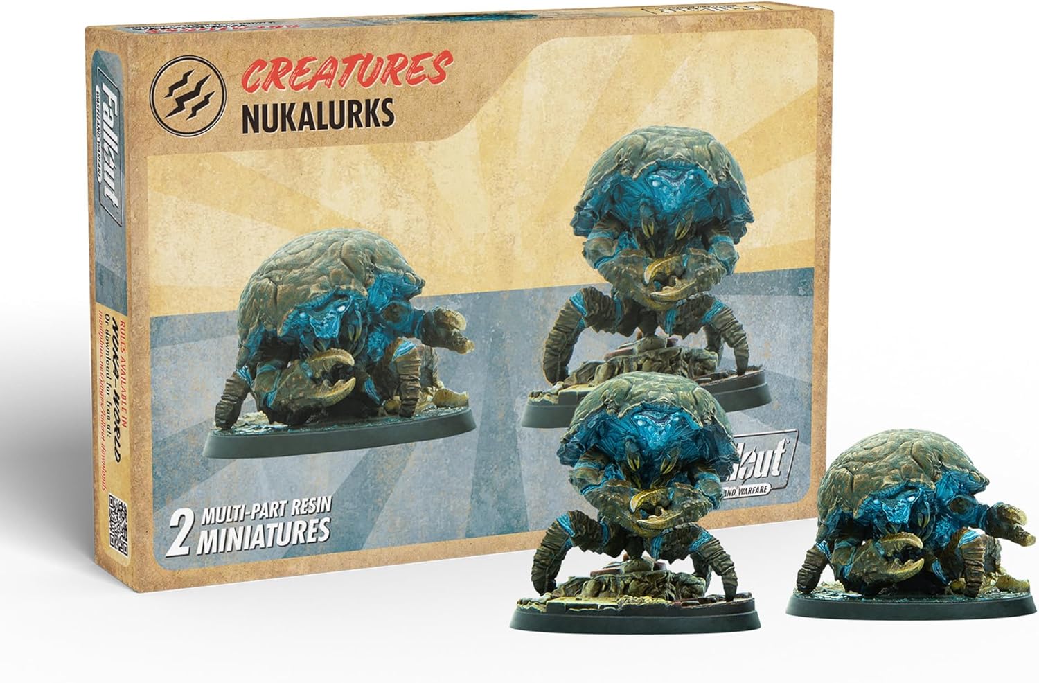 Modiphius Entertainment: Fallout: Wasteland Warfare Creatures - Nukalurks - 2 Figures, 32mm RPG Unpainted Resin Miniatures, Scenic Bases, Nuka World