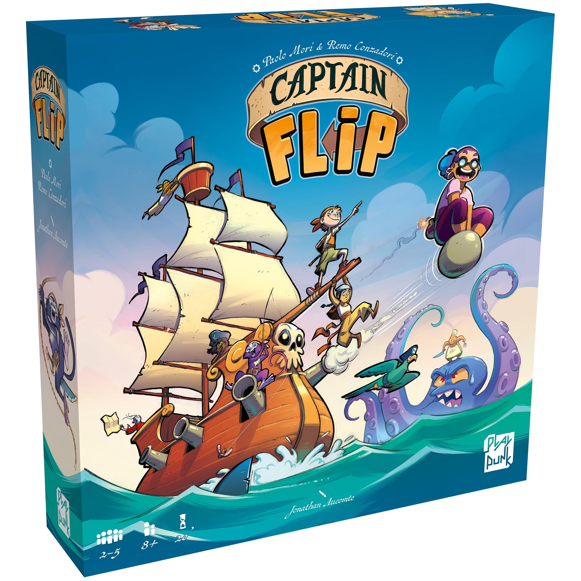 Captain Flip - Board Game, Play As a Pirate Captain, Recruit Crew, Collect Coins, Family-Friendly Pirate Theme, Ages 8+, 2-5 Players, 20 Min