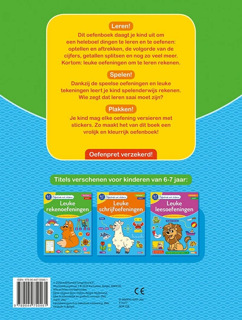 Oefenboek met stickers - Leuke rekenoefeningen (6-7 j.): 6-7 jaar - 1ste leerjaar - groep 3 (Oefenboek met stickers, 0