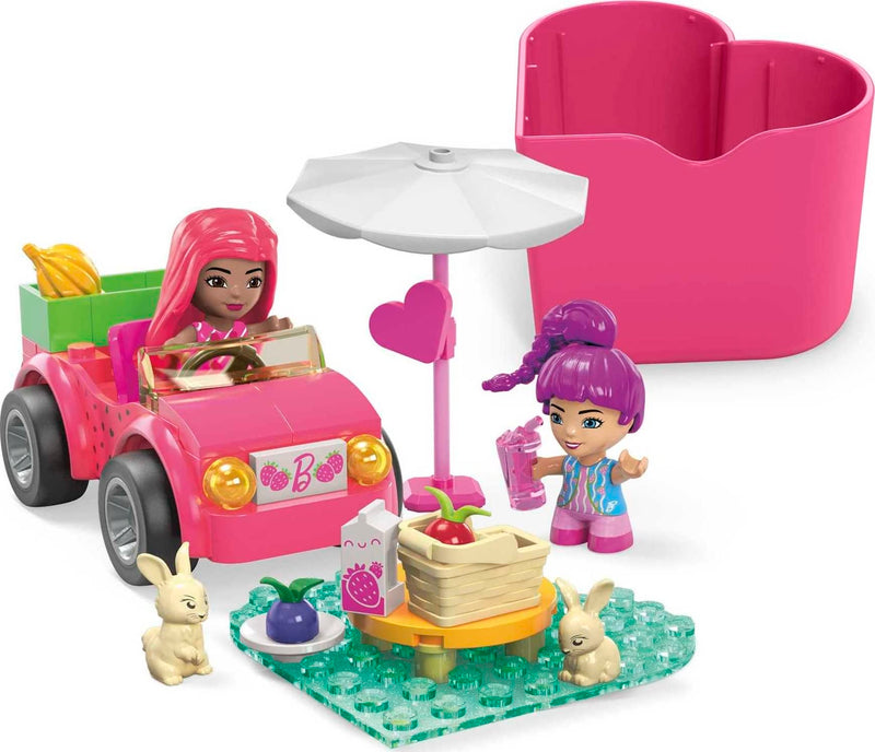 MEGA WONDER BUILDERS MEGA Barbie Color Reveal Building Toys, Convertible Road Trip with 2 Barbie Micro-Dolls, Accessories, 2 Pets, Color Change and 10 Surprises, HKF90