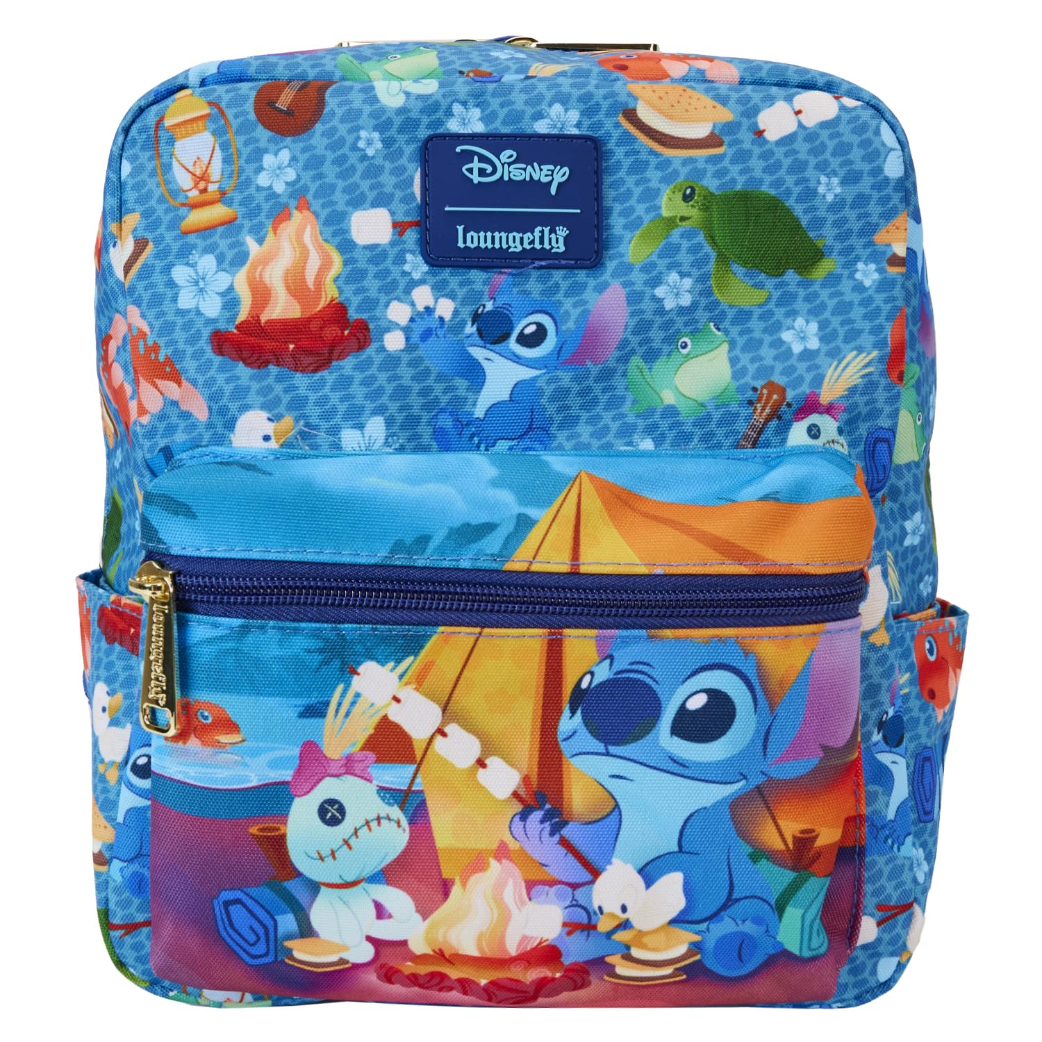 Loungefly Disney Stitch Camping Cuties AOP Nylon Square Kids Mini Backpack Multi