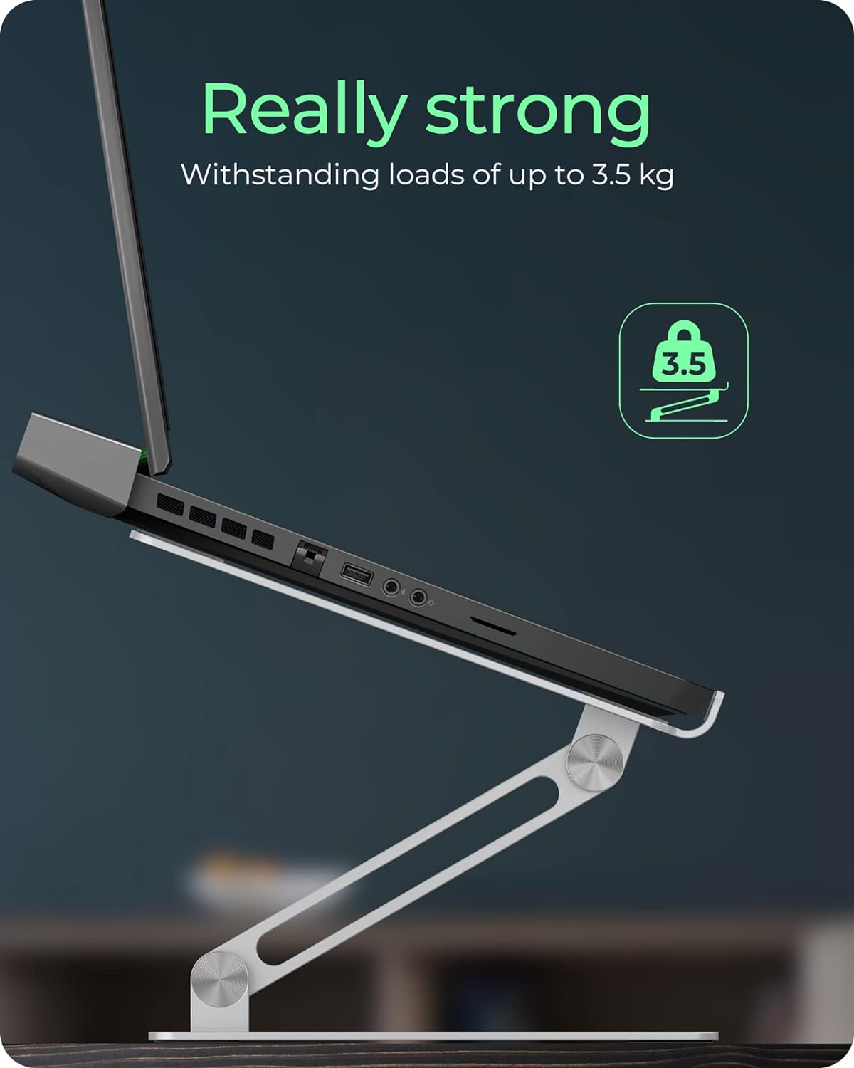 ICY BOX Aluminum Laptop Stand, Height Adjustable, Free Standing, Heat Dissipating, For Laptops up to 17", Compatible with MacBook, Dell, Lenovo, Samsung and many others, Silver, IB-NH300