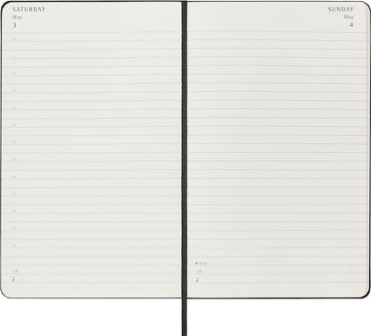 Moleskine Daily Planner, 12-Month Daily Agenda 2025, HardCover and Elastic Closure, Black Color, Large Format 13x21 cm