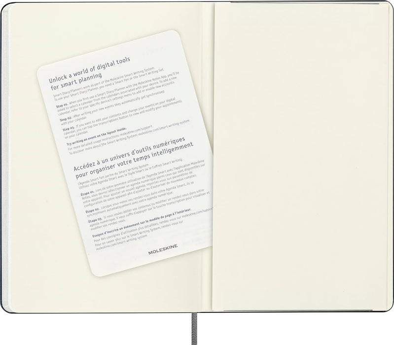 Moleskine Weekly Smart Planner 12 Months 2025, Smart Planner, Agenda 2025, Elastic Closure, Black Colour, Size Large 13 x 21 cm