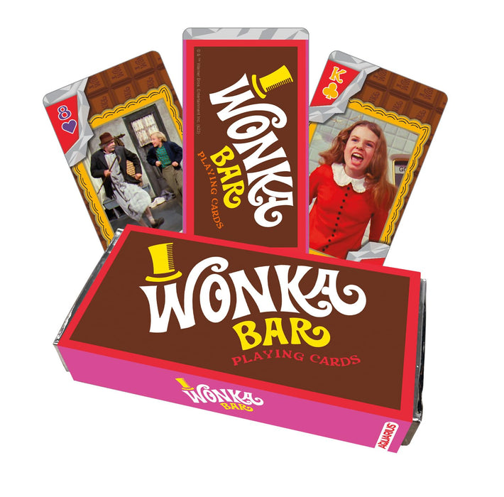 AQUARIUS Willy Wonka Chocolate Bar Premium - Baraja de Cartas temática de Willy Wonka para los Juegos de Cartas Favoritos - Producto Oficial de Willy Wonka y coleccionables
