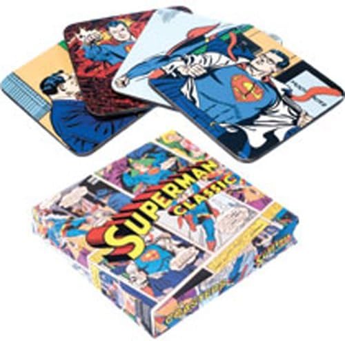 Set of 4 Superman Coasters, Officially Licensed Classic Comic Strip