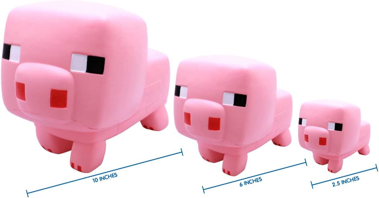 Minecraft Pig Mighty Mega SquishMe – Perfekt für Partygeschenke, Klassenzimmer-Preise, Stressabbau-Spielzeug, Fidget- und Schatzkisten – Minecraft-Figuren, Squishy-Tiere und kleines Spielzeug