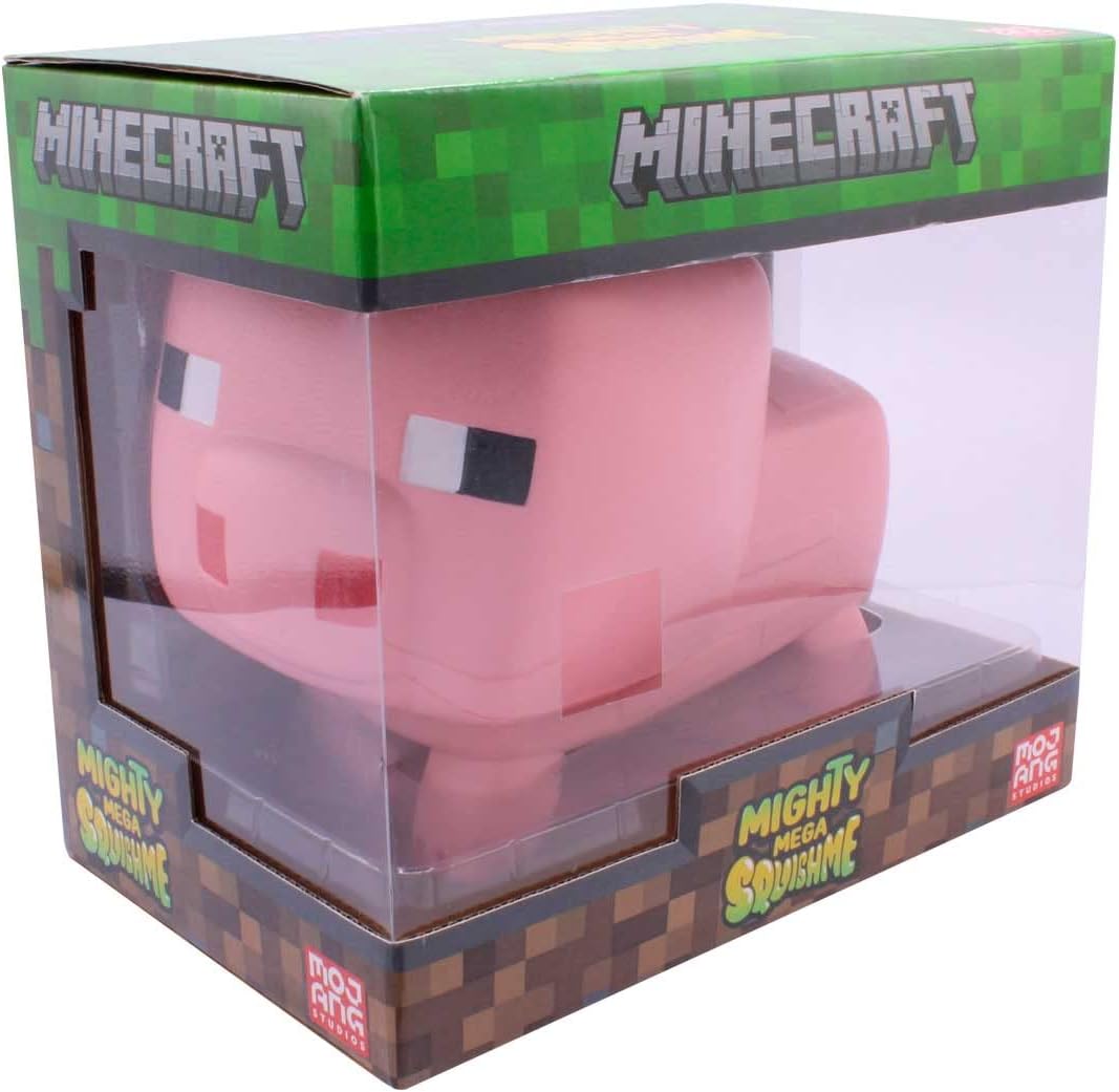 Minecraft Pig Mighty Mega SquishMe – Perfekt für Partygeschenke, Klassenzimmer-Preise, Stressabbau-Spielzeug, Fidget- und Schatzkisten – Minecraft-Figuren, Squishy-Tiere und kleines Spielzeug