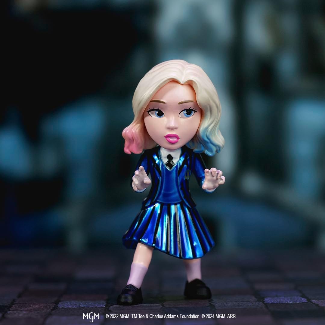 Jada- Set de 4 Figuras de Personajes de la Serie Miércoles Hechas en Metal - Miércoles, Miércoles con Vestido Topos, Cosa, Enid, 7cm, Producto Auténtico Oficial, A Partir de 3 años (253252040)