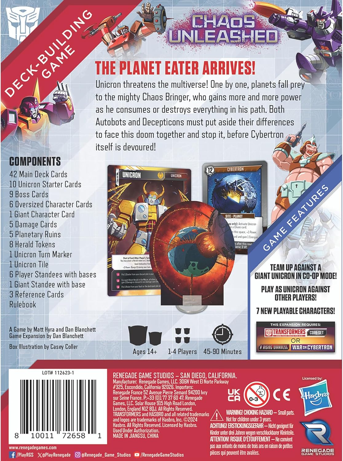 Renegade Game Studios: Transformers: Deck-Building Game: Chaos Unleashed - Expansion, New Characters, 2 Modes of Play, Ages 14+, 1-4 Players, 90 Min
