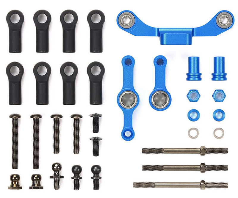 TAMIYA- Auto TT-02S-Juego de dirección de Aluminio, Barras de Acoplamiento largas, Accesorios para Coche teledirigido, Color Mehrfarbig, S (54965