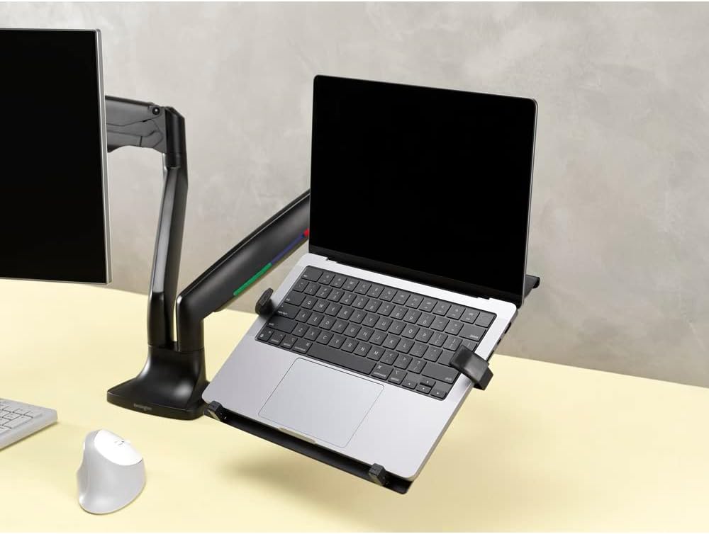 Kensington Laptop holder for Vesa Mount Monitor Arms - Laptop Stand Holder with Standard VESA 75/100 Plate, Adjustable Clamps, and Vented Design to Prevent Overheating - for Laptops Up to 15.6"