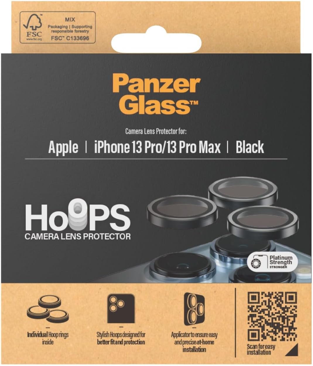 PanzerGlass ® Hoops™ Camera Lens Protector for iPhone 13 Pro | 13 Pro Max | Black