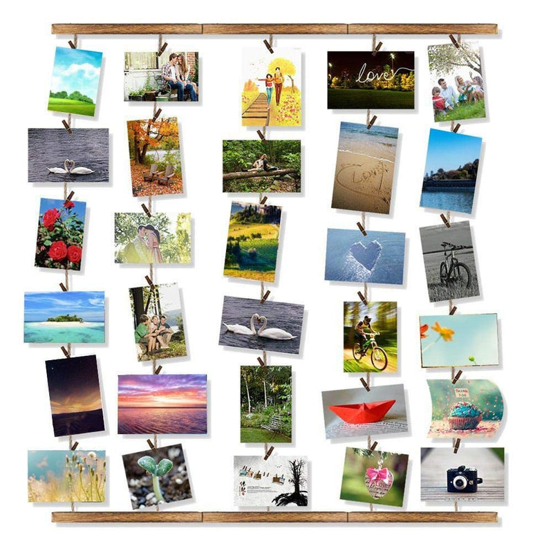 Belissy DIY Craft Photo Frame Hanging Wall Photos Picture Holder Organizer Clips Rope