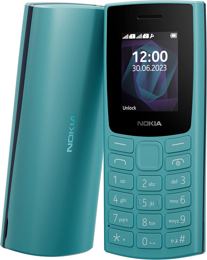 Nokia 105 2G Feature Phone with long-lasting battery, 12 hours of talk-time, wireless FM radio, large display, and tactile keyboard, Dual Sim - Cyan Cyan 2023