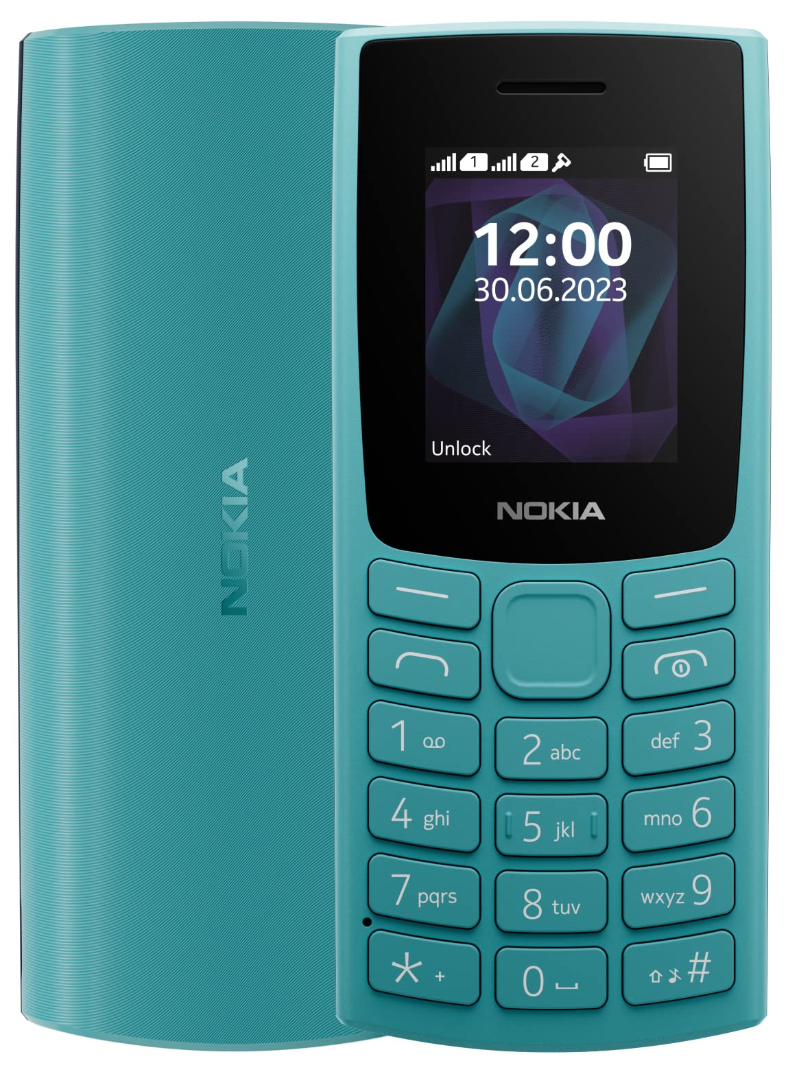 Nokia 105 2G Feature Phone with long-lasting battery, 12 hours of talk-time, wireless FM radio, large display, and tactile keyboard, Dual Sim - Cyan Cyan 2023