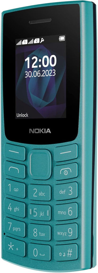 Nokia 105 2G Feature Phone with long-lasting battery, 12 hours of talk-time, wireless FM radio, large display, and tactile keyboard, Dual Sim - Cyan Cyan 2023