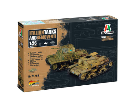 Italeri 25768 1:56 Italian Tanks & Semoventi Model Building Kit, Standing Model Building, Crafts, Hobby, Gluing, Plastic Kit, Detailed Military Kit, Tank 1:56