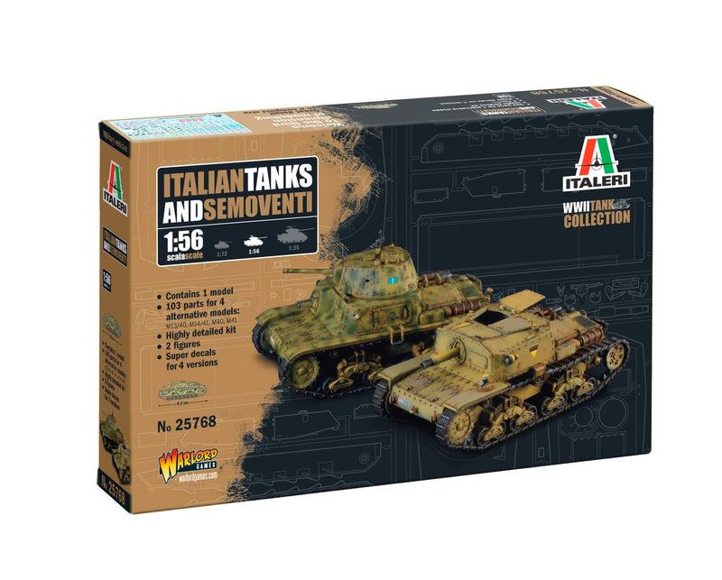 Italeri 25768 1:56 Italian Tanks & Semoventi Model Building Kit, Standing Model Building, Crafts, Hobby, Gluing, Plastic Kit, Detailed Military Kit, Tank 1:56